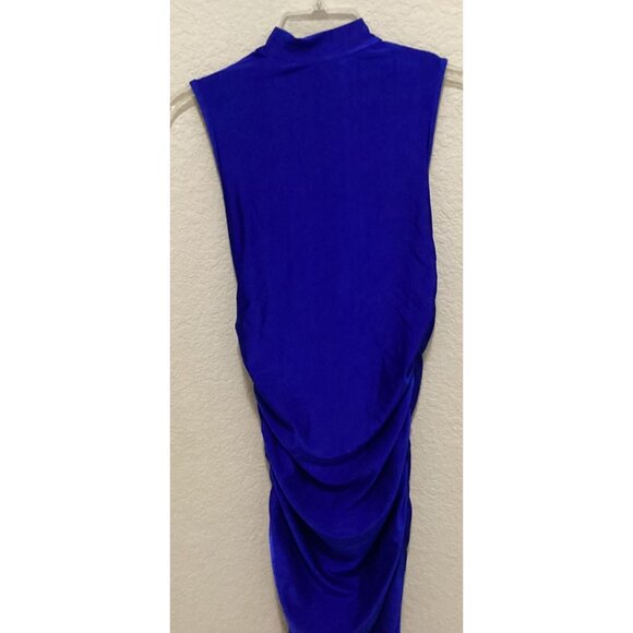 Shein Royal Blue Sleeveless Bodycon Dress High Neck Stretch Fabric Elegant - Picture 7 of 7